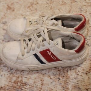 Prada Red and White Casual Sneakers